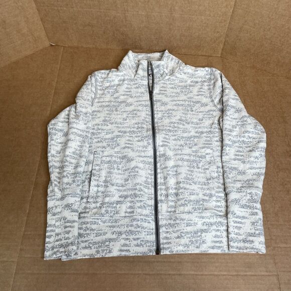Zyia Active Sweatshirt Women SIZE Small Ivory Gray Long Sleeve Full Zip Collared - Picture 4 of 8